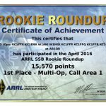 N1FD Certificate from the 2016 ARRL Rookie Roundup SSB