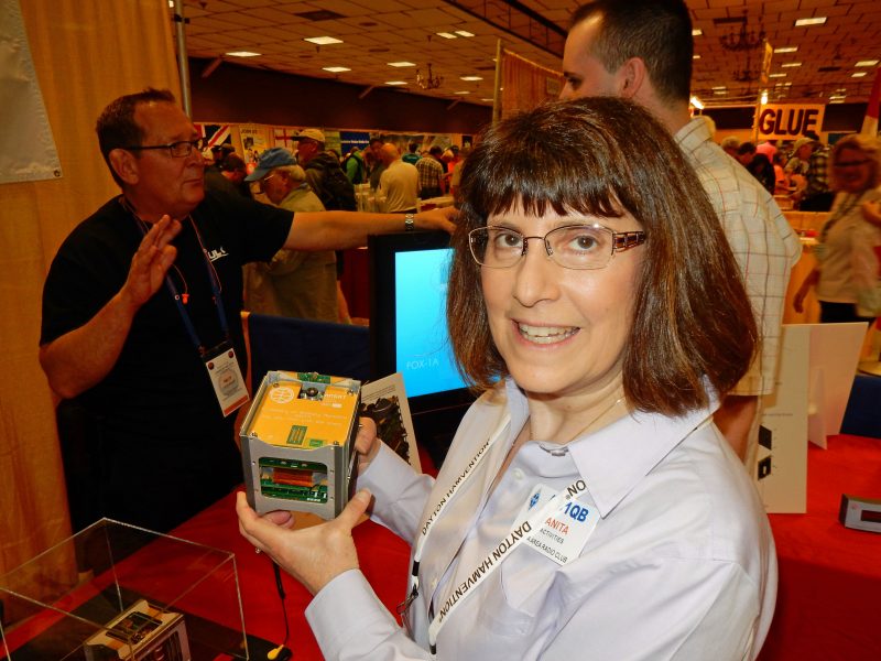 Anita, AB1QB with a Cube Sat Anita, AB1QB with a Cube Sat