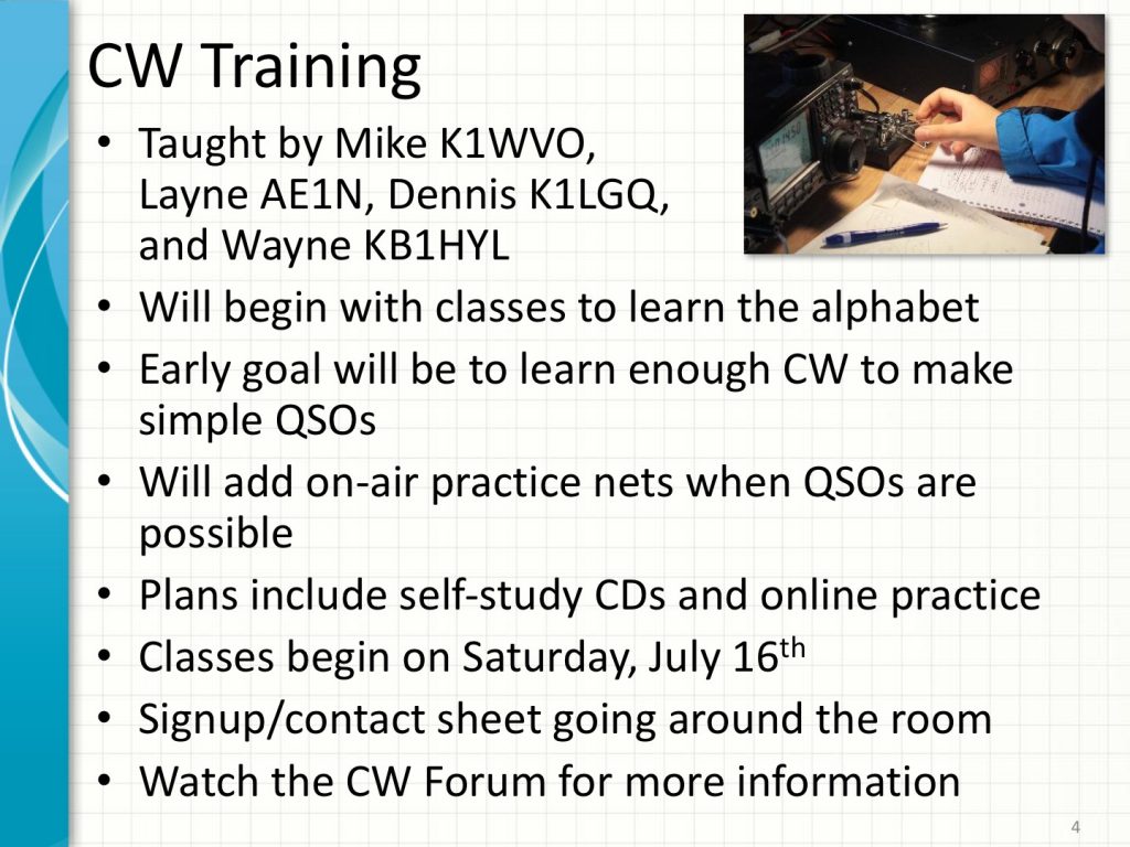 CW Training Class Details