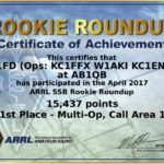 Ham Radio Contest - 2017 ARRL Rookie Roundup SSB Certificate