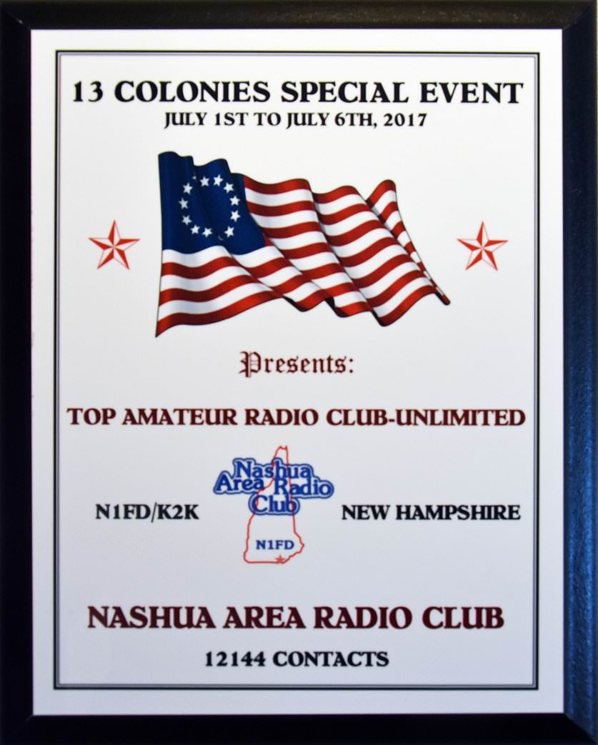 2017 Thirteen Colonies Top Club Plaque