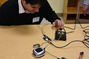 Brian at Tech Night -Testing His Pixie Kit