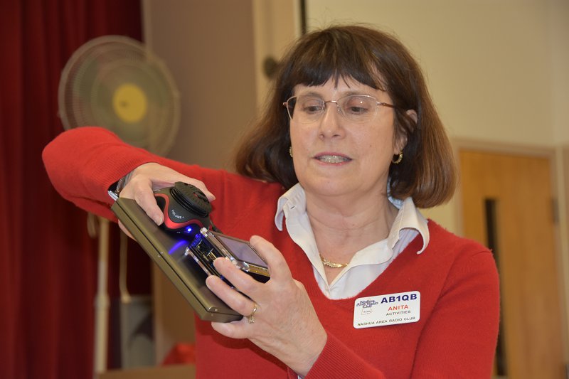 Anita, AB1QB Demonstrates her Raspberry Pi DX Alarm Clock at Project Night Anita, AB1QB Demonstrates her Raspberry Pi DX Alarm Clock at Project Night