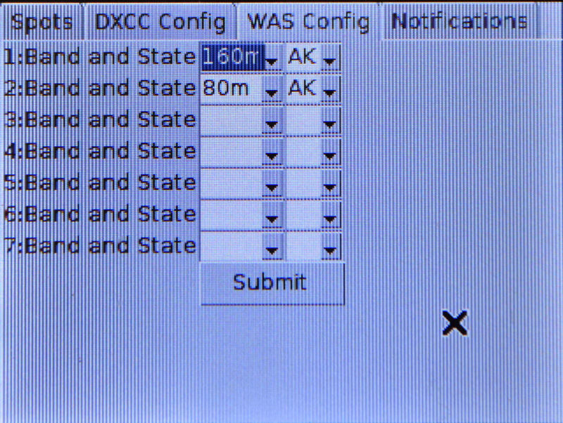 Ham Radio Raspberry Pi Project - WAS Configuration Screen Ham Radio Raspberry Pi Project - WAS Configuration Screen