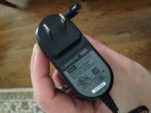 12V power supply (stolen from a Linksys router) with port (top-middle)