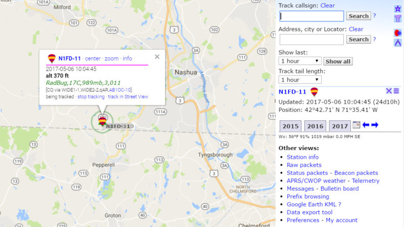 High-Altitude Balloon On Aprs.fi