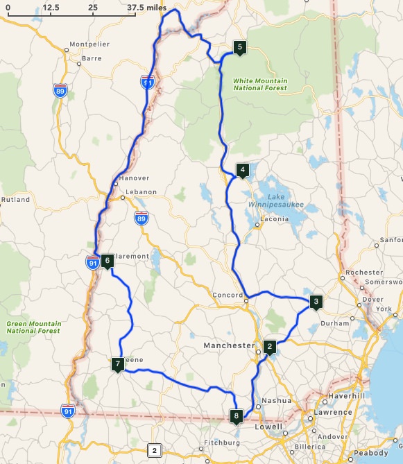 Planned 2017 NH QSO Party Route Planned 2017 NH QSO Party Route
