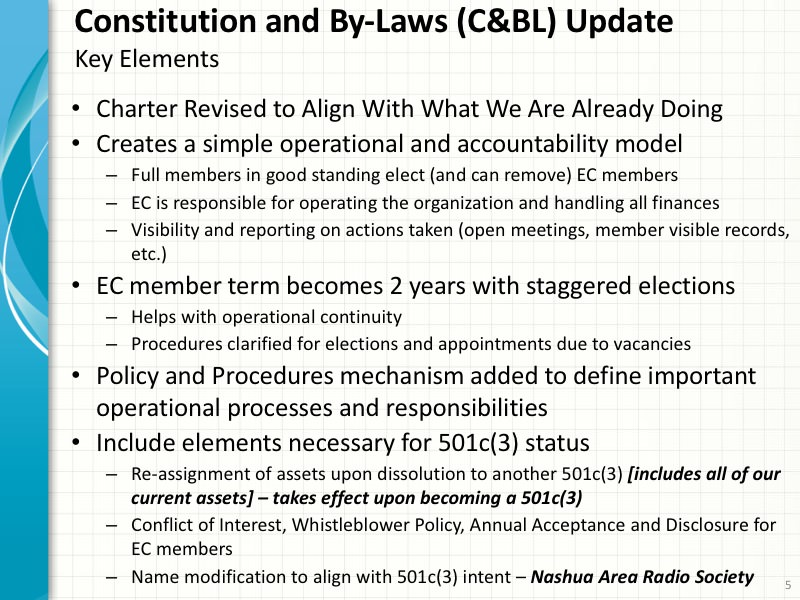 Other Elements of Our Updated Constitution and By-Laws