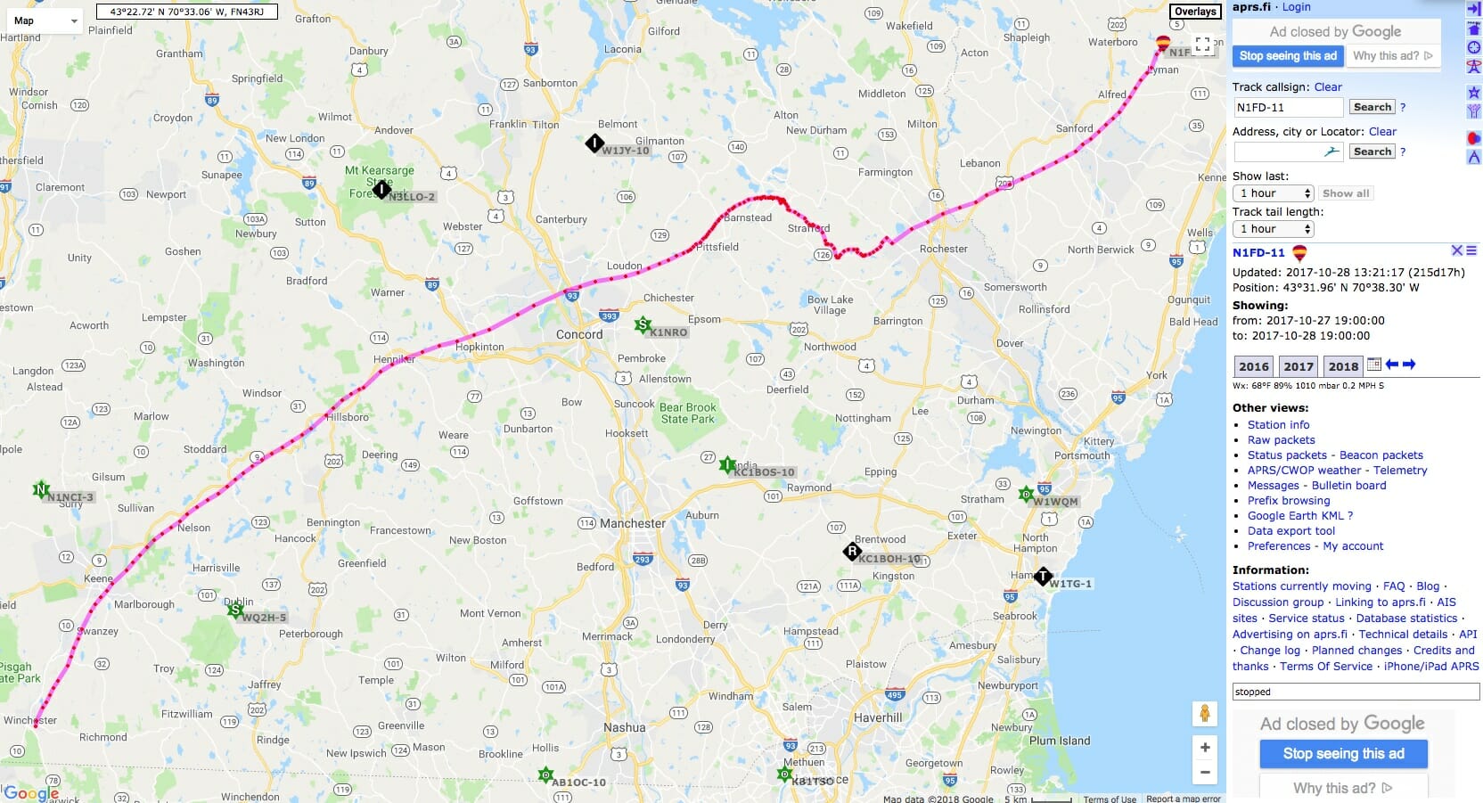 HAB-2 Flight Track on aprs.fi