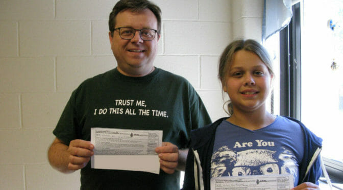 Summer Tech License Class at HMS - Successful Student and her Dad with their CSCEs