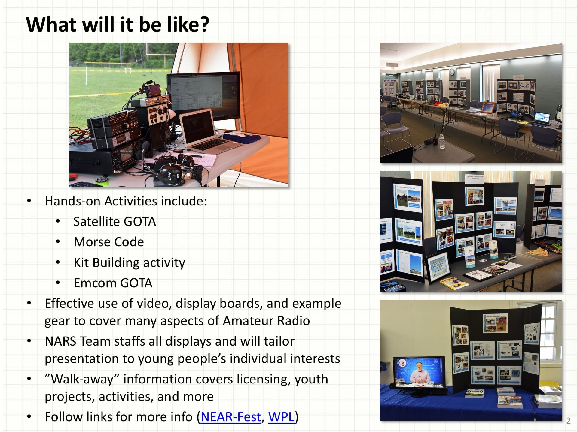 Youth Events - Display Overview for Boxboro Convention Leaders