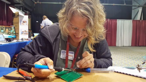 Karen KC1KBW - Bishop Guertin Teacher Building a Kit