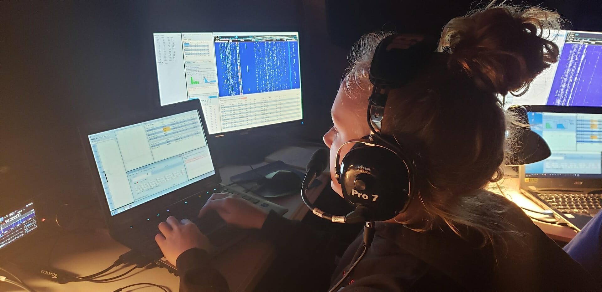 Abby, AB1BY Operating at Night