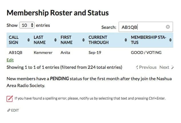 Looking up my membership status