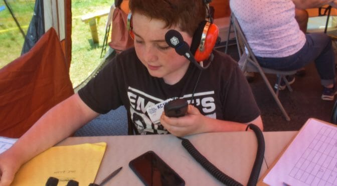Ryan, KC1KJS, operating at Field Day