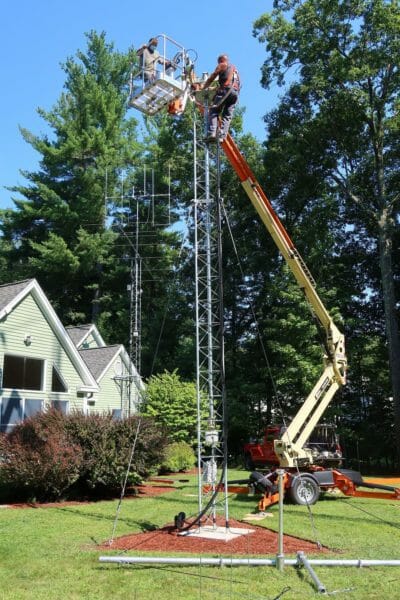 EME Antenna Installation Using A 50 Ft Boom Lift