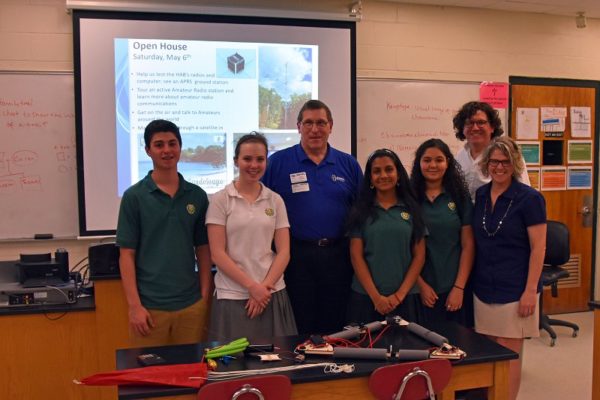 New England Division Director Working with students at Bishop-Guertin H.S. as they prepare to Launch a High-Altitude Balloon Carrying Amateur Radio