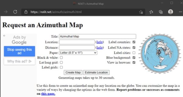 Request Azimuthal Map