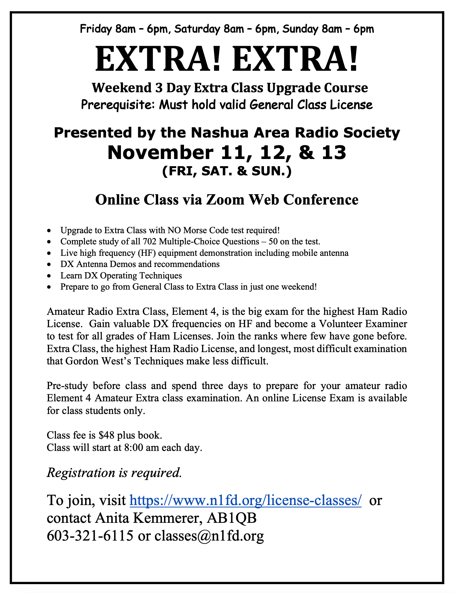 Nashua Area Radio Society License Classes