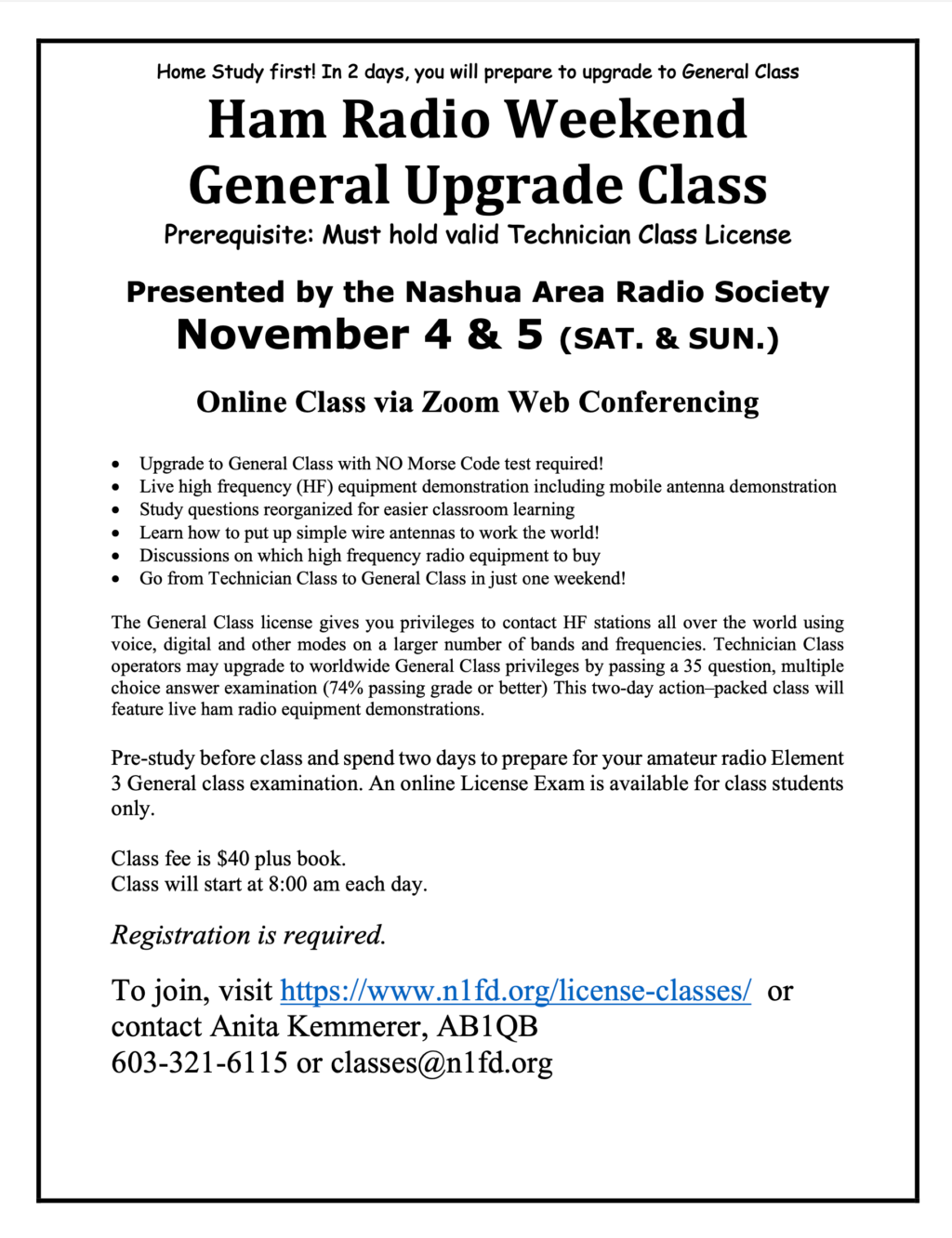 Nashua Area Radio Society License Classes