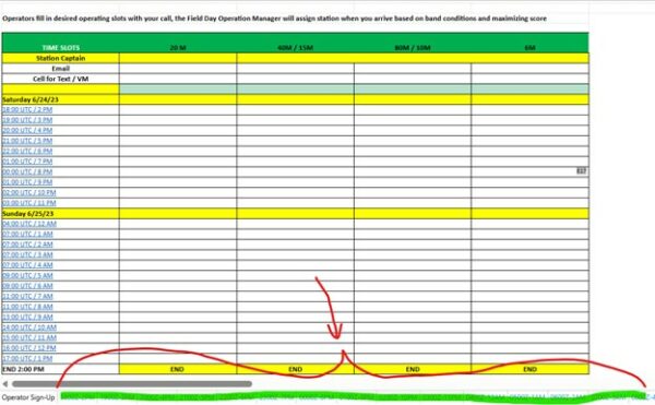 Signup sheet